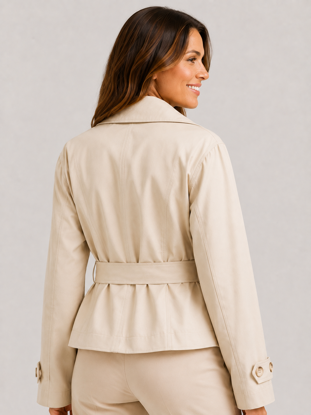 Trench Coat Femme Court Beige