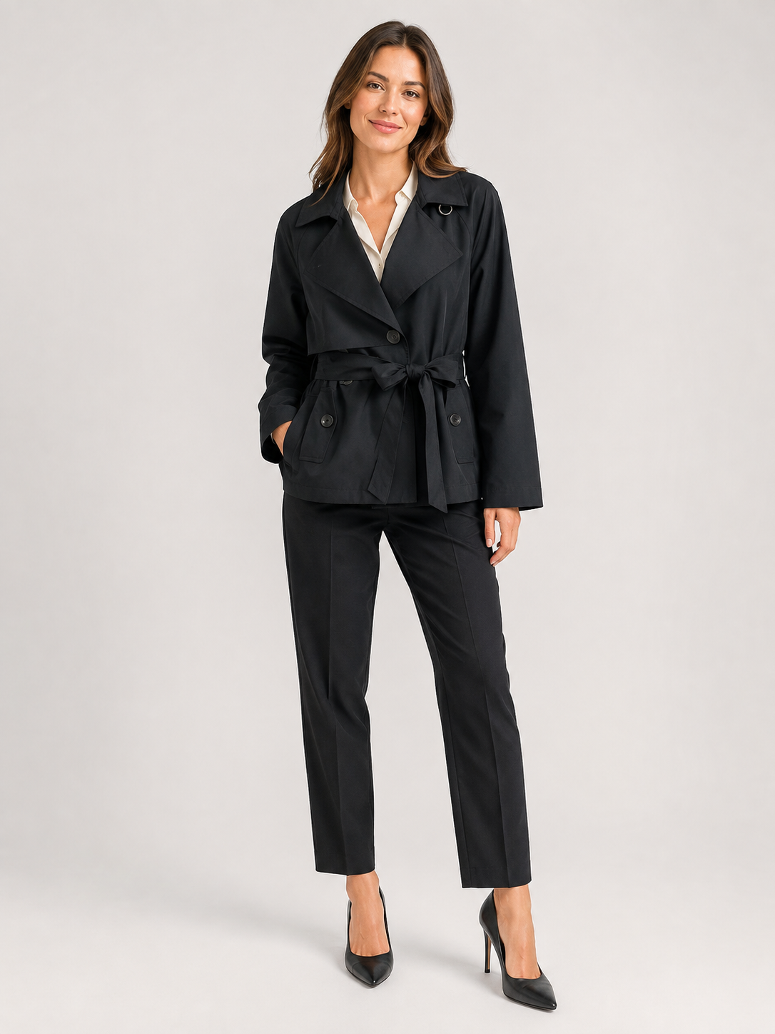 Trench Noir Court Femme