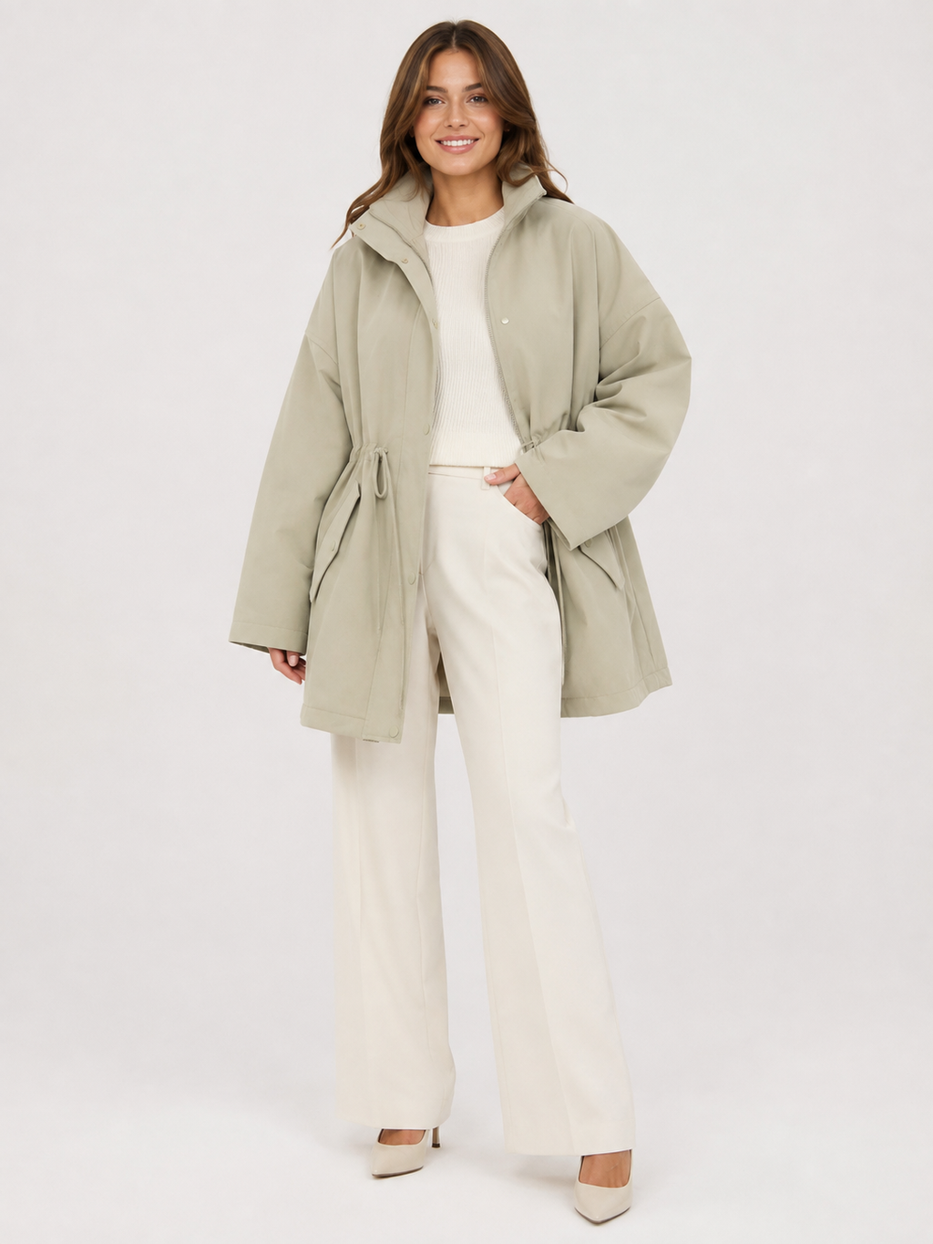 Trench Kaki Court Femme