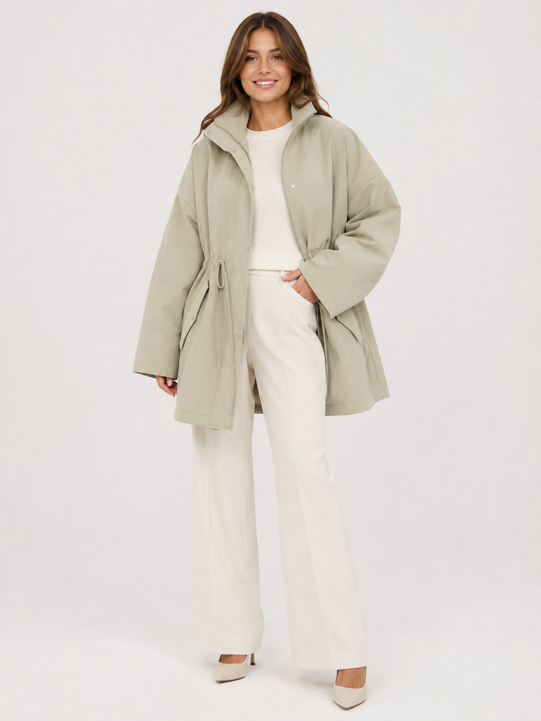 Trench Kaki Court Femme