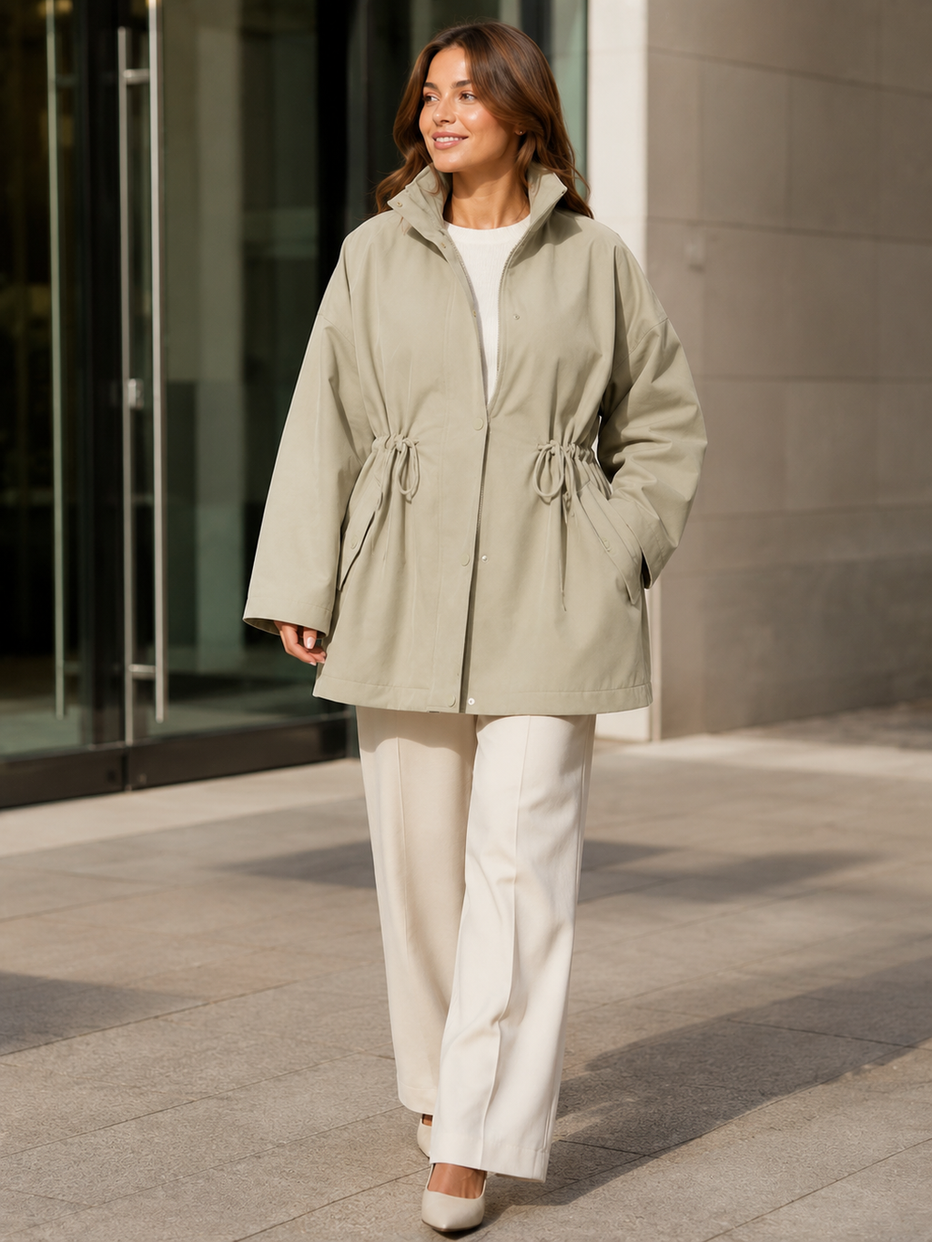 Trench Kaki Court Femme