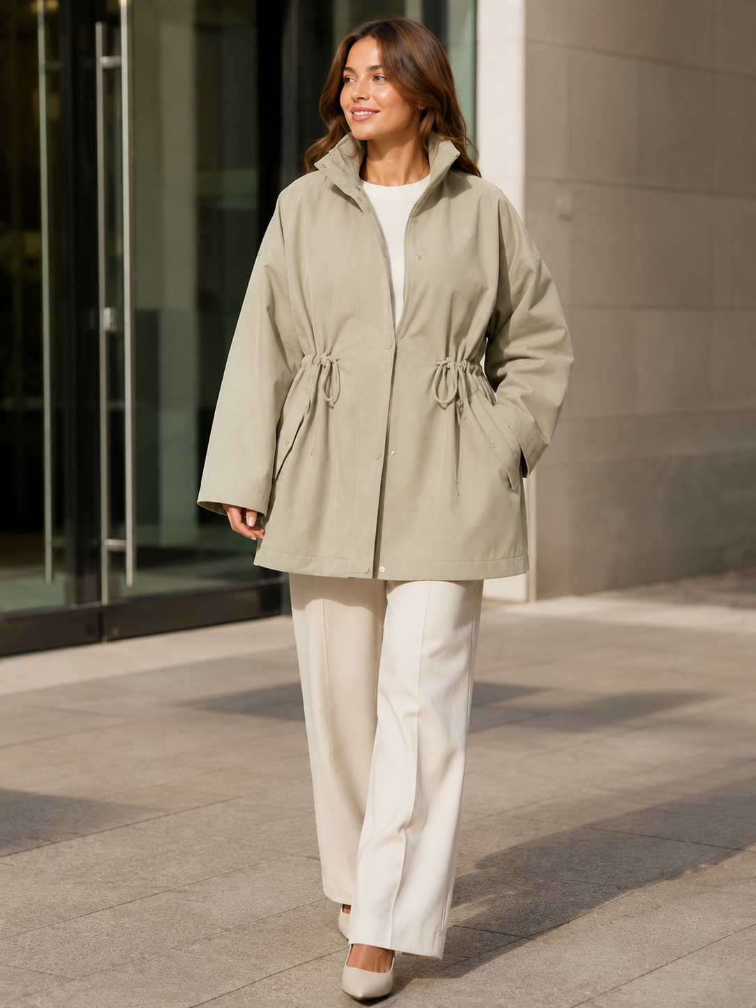 Trench Kaki Court Femme