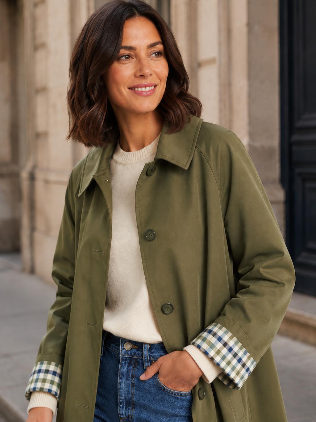 Trench Long Femme Vert