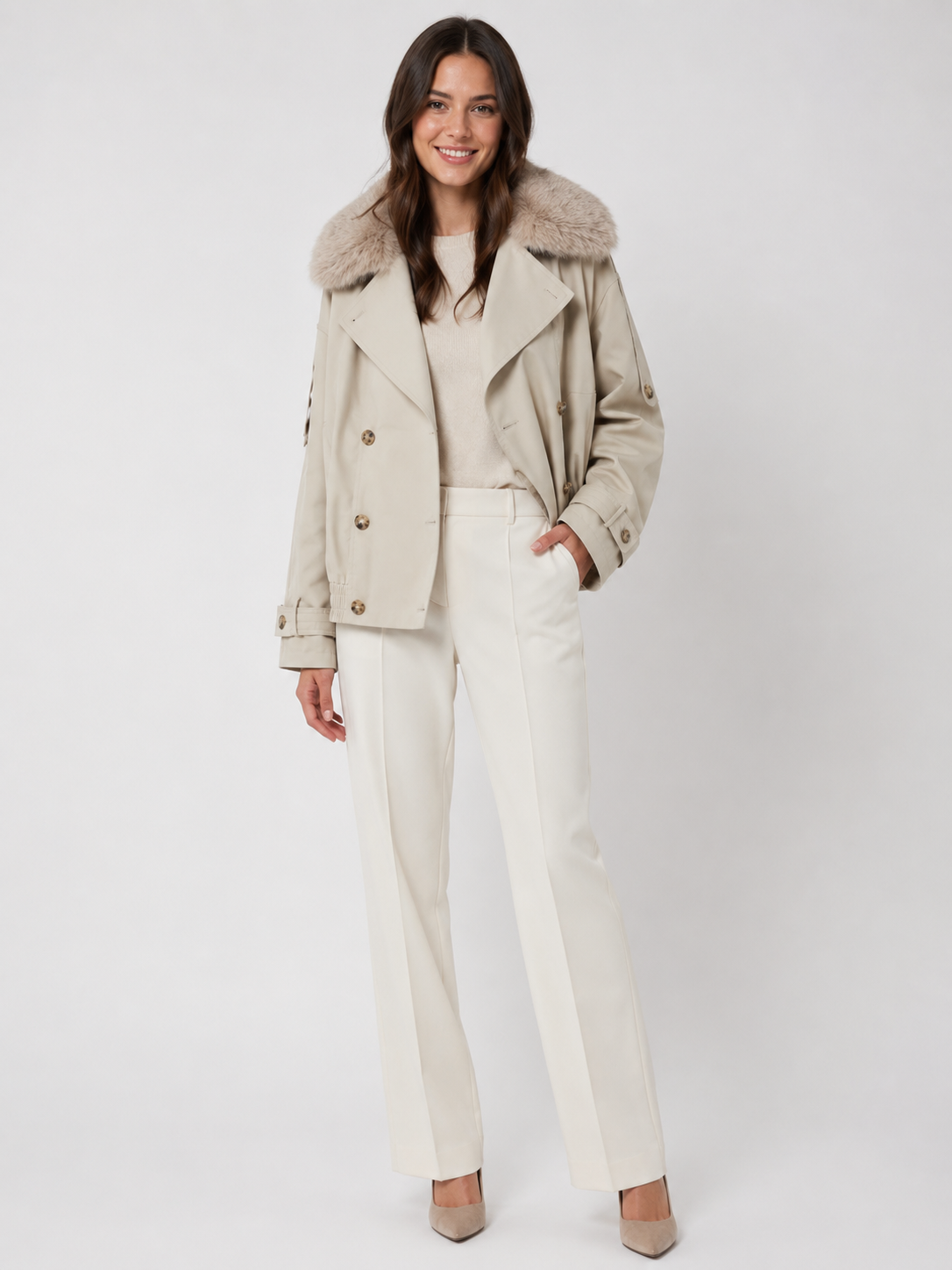 Veste Trench Courte Femme