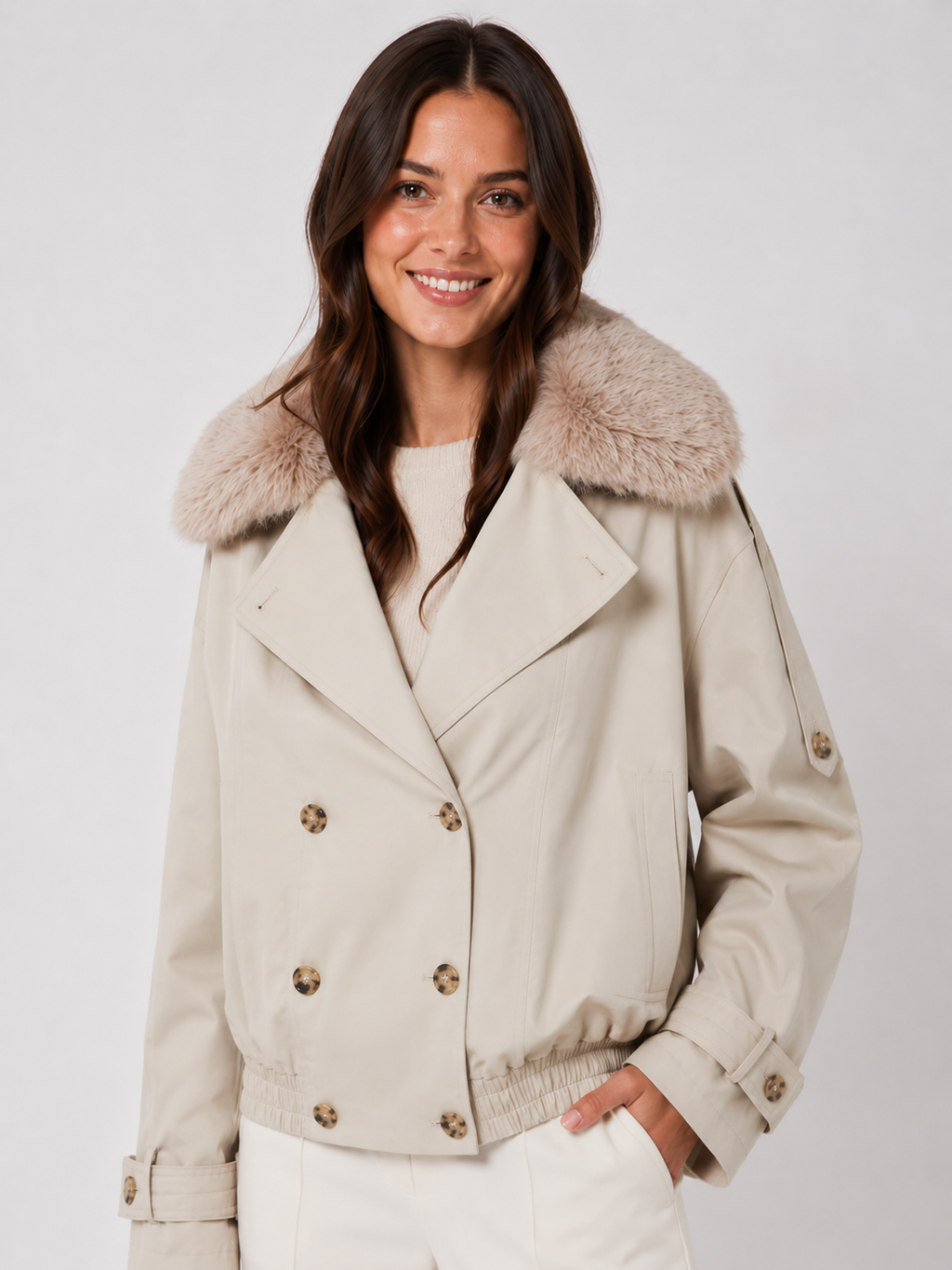Veste Trench Courte Femme