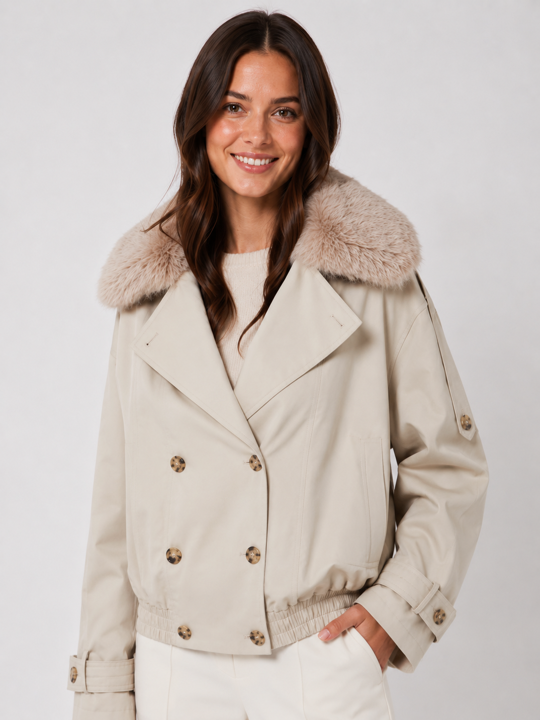 Veste Trench Courte Femme