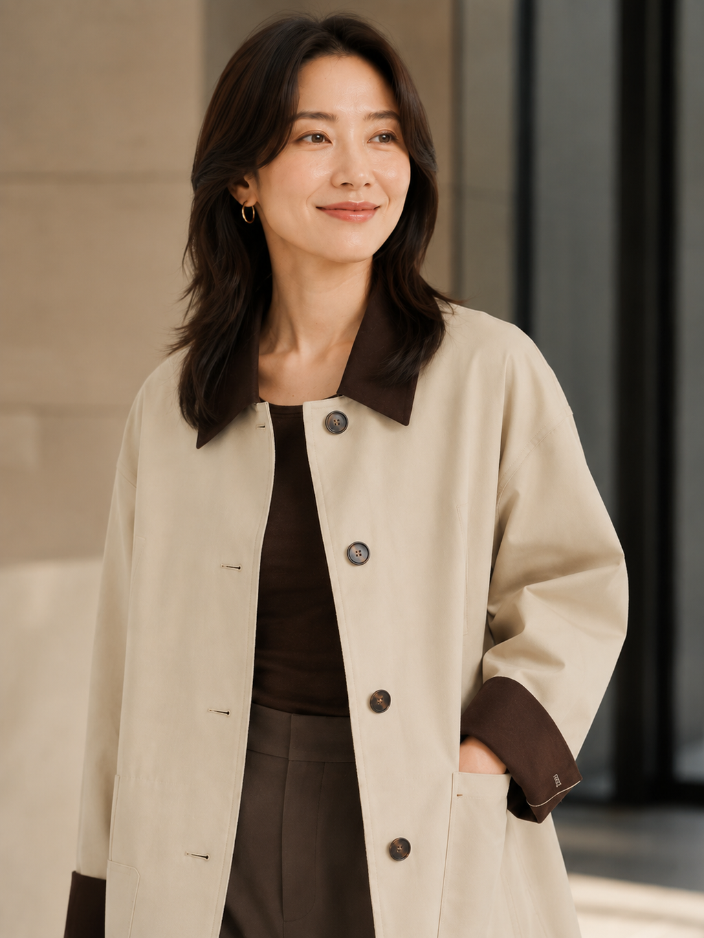 Trench Beige Oversize Femme