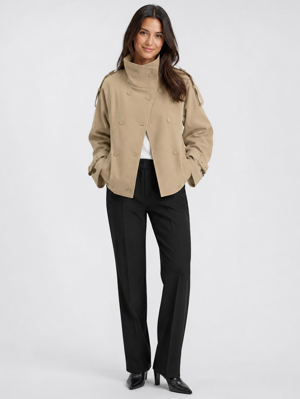 Trench Beige Col Montant