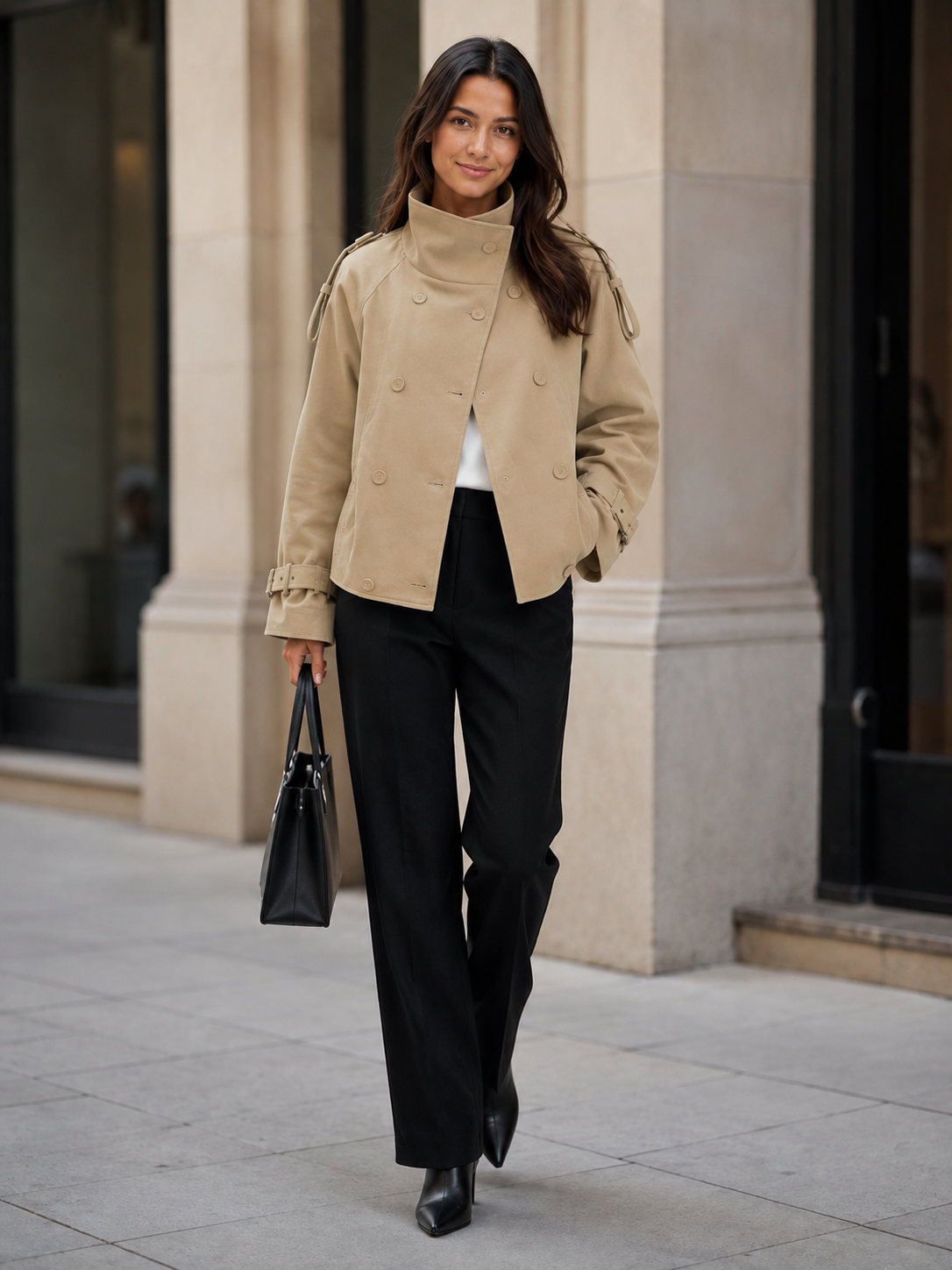 Trench Beige Col Montant