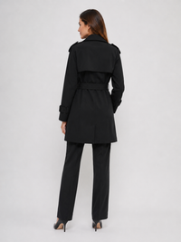 Trench Femme Noir Mi-Long