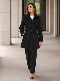 Trench Femme Noir Mi-Long