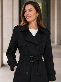 Trench Femme Noir Mi-Long