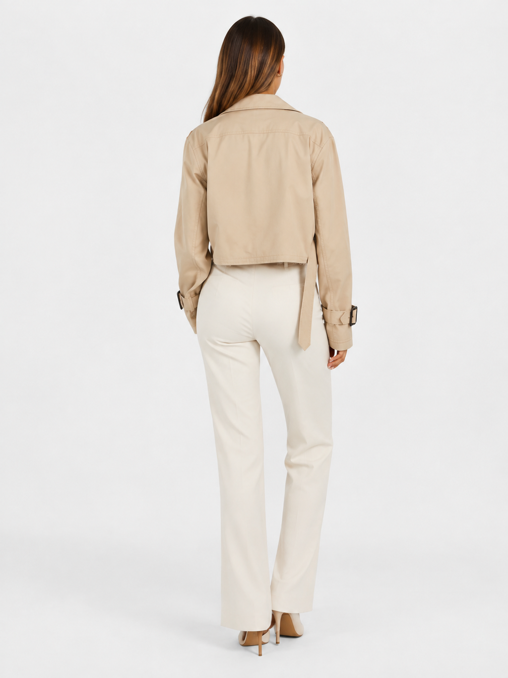 Trench Court Femme Beige Avec Ceinture