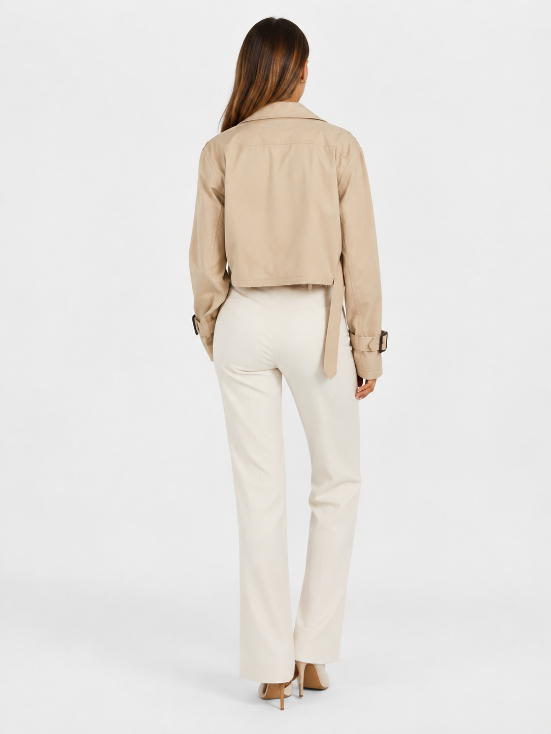 Trench Court Femme Beige Avec Ceinture