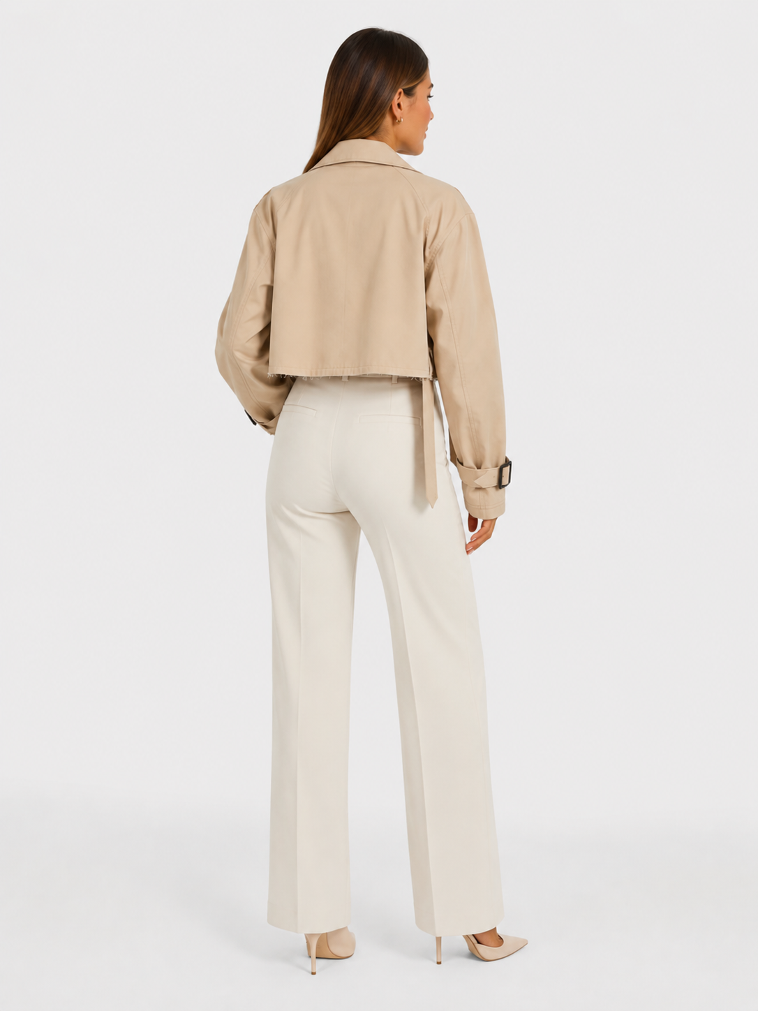 Trench Court Femme Beige Avec Ceinture