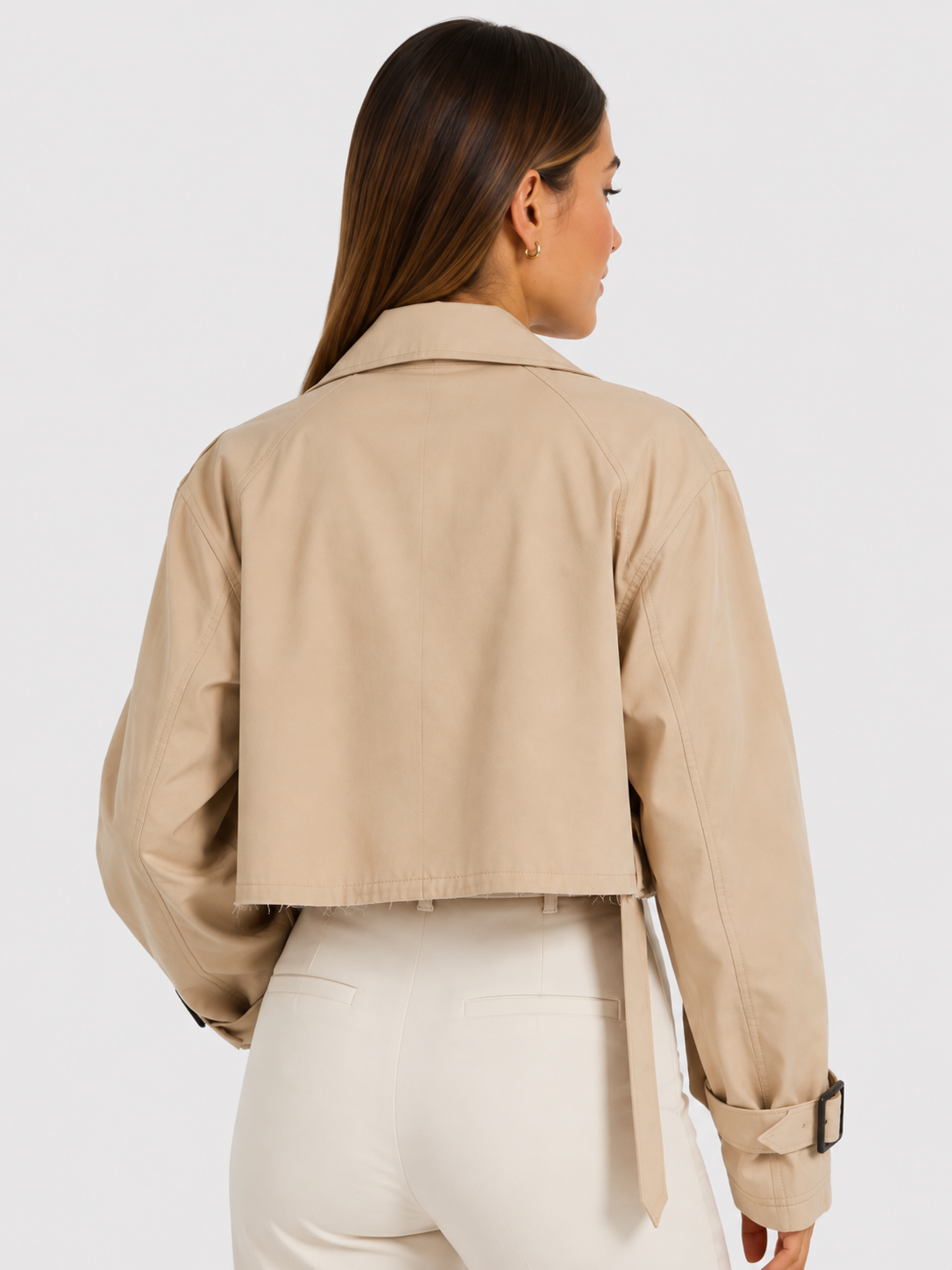 Trench Court Femme Beige Avec Ceinture