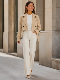 Trench Court Femme Beige Avec Ceinture