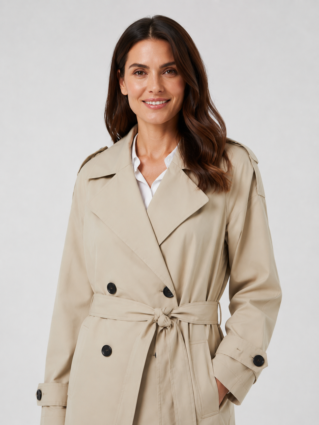 Trench Long Femme Beige