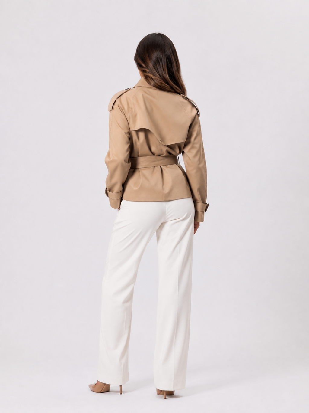 Trench Court Col Montant Femme