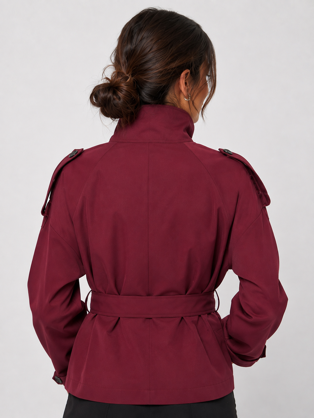 Veste Trench Court Col Montant