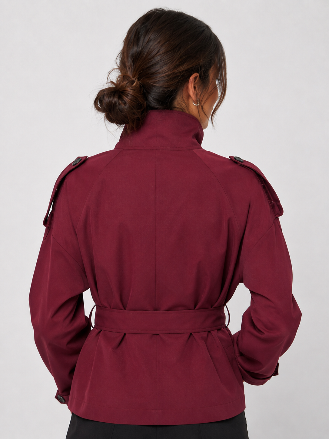 Veste Trench Court Col Montant
