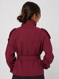 Veste Trench Court Col Montant