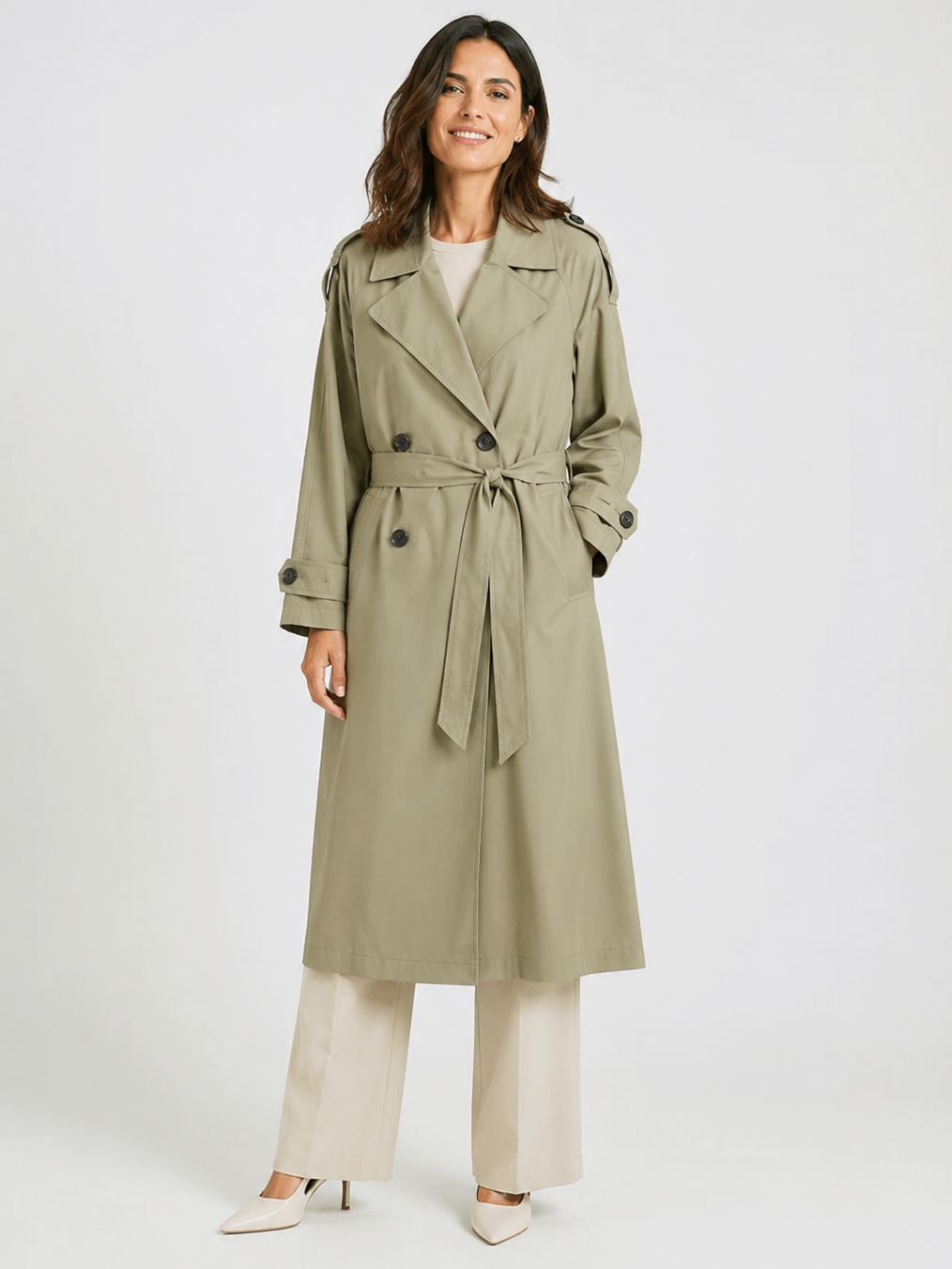 Trench Kaki Long Femme