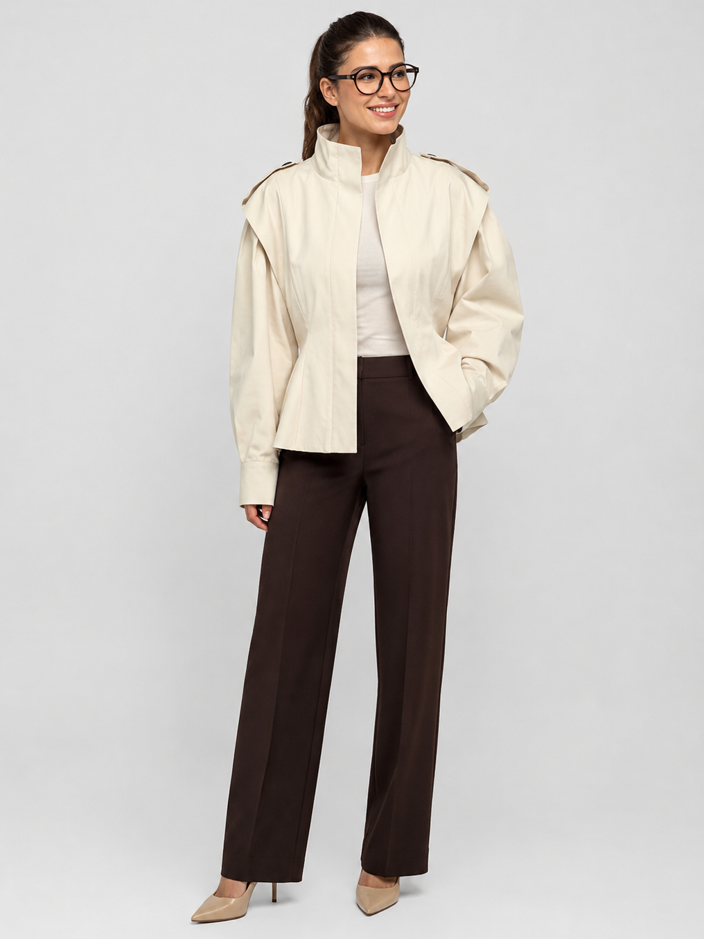 Trench Court Femme Col Montant