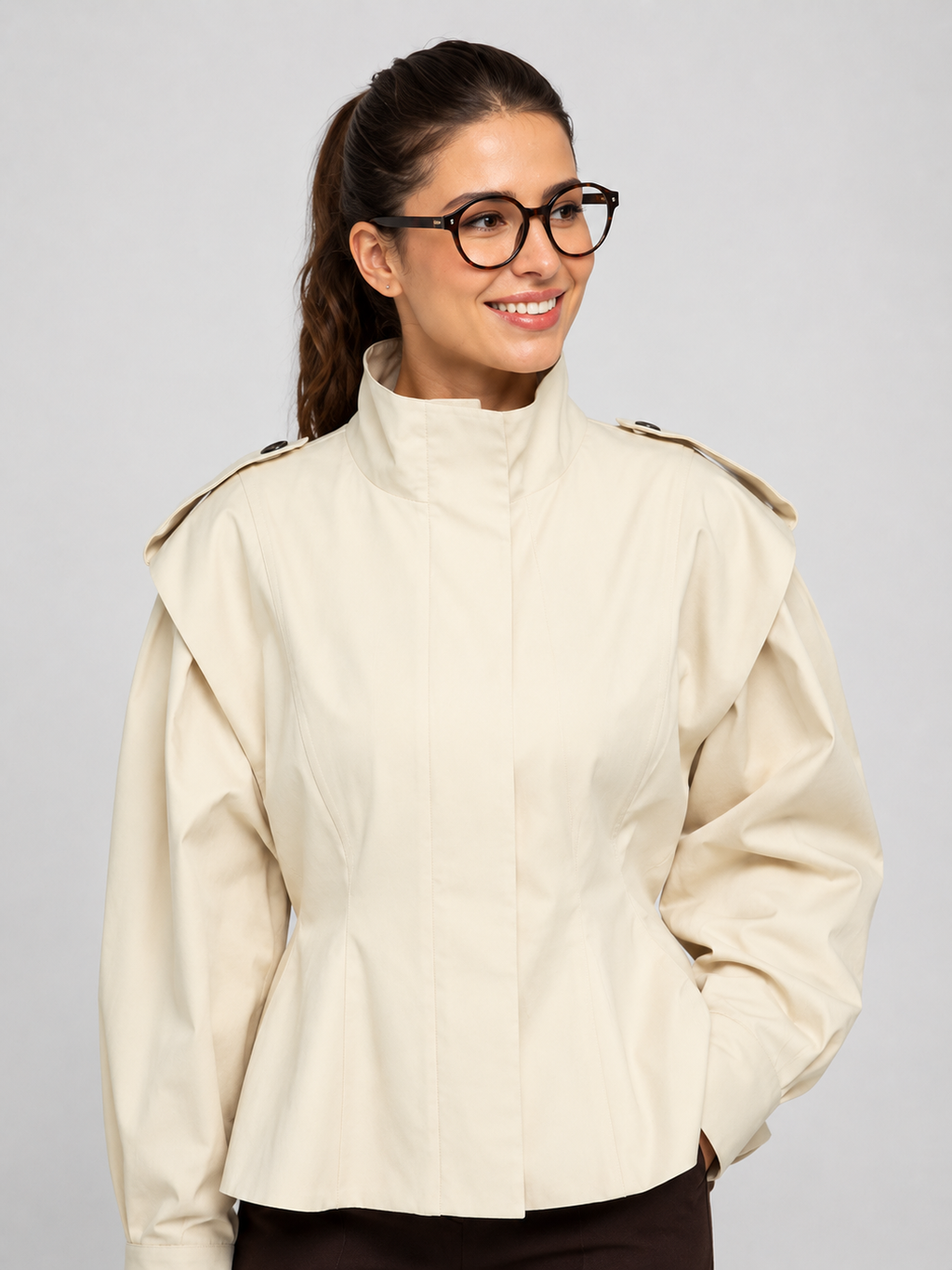 Trench Court Femme Col Montant