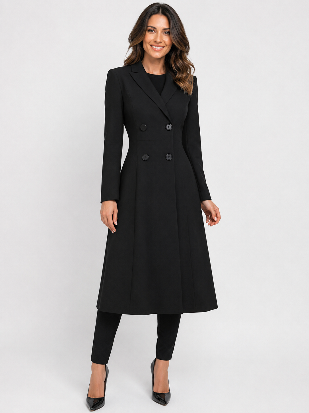 Trench Coat Femme Noir Long