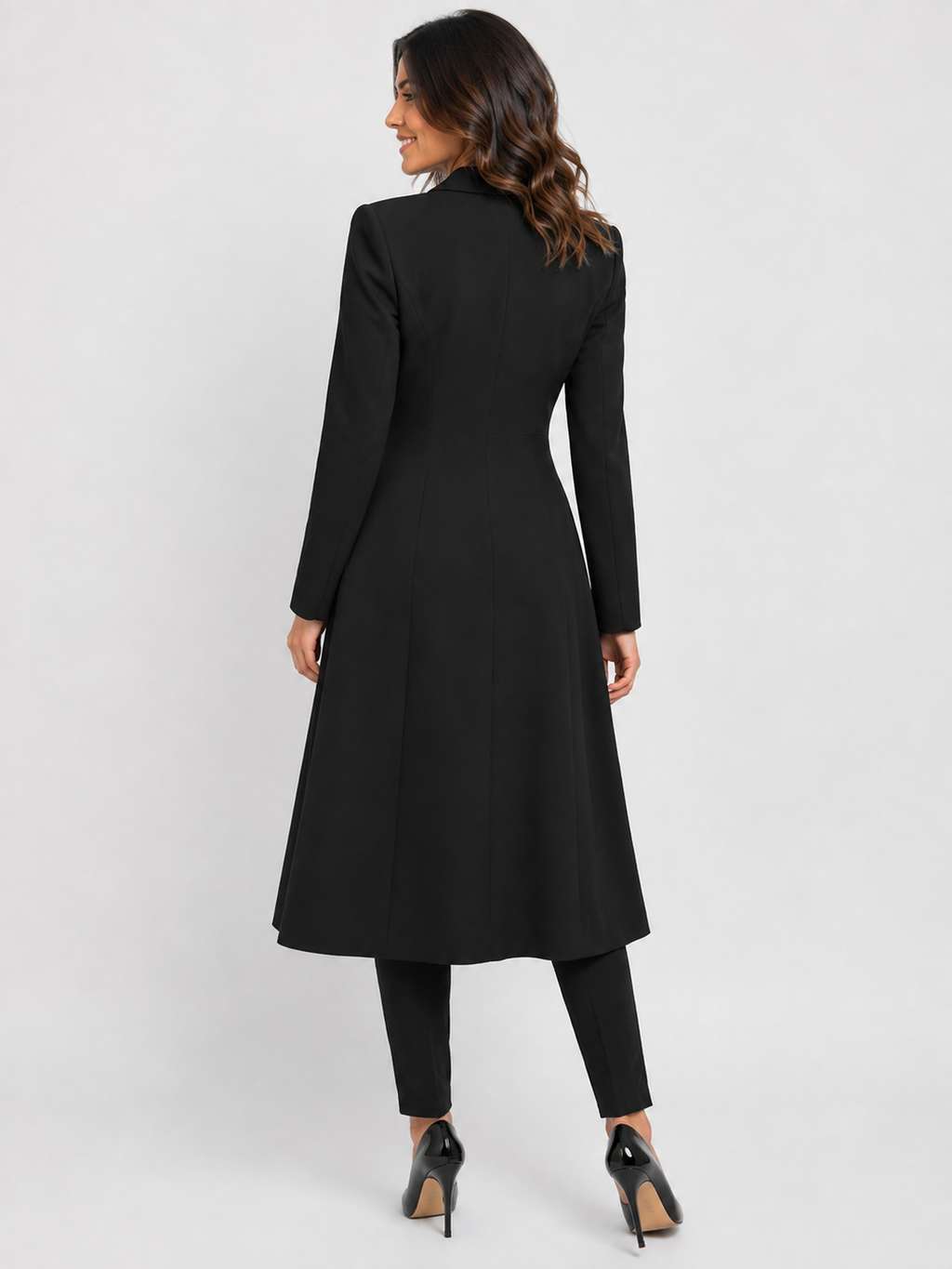Trench Coat Femme Noir Long