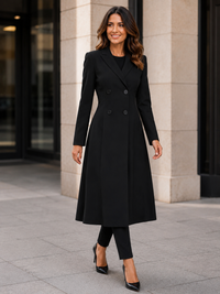 Trench Coat Femme Noir Long