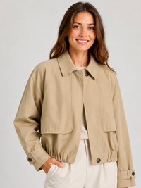Trench Coat Court Beige Femme