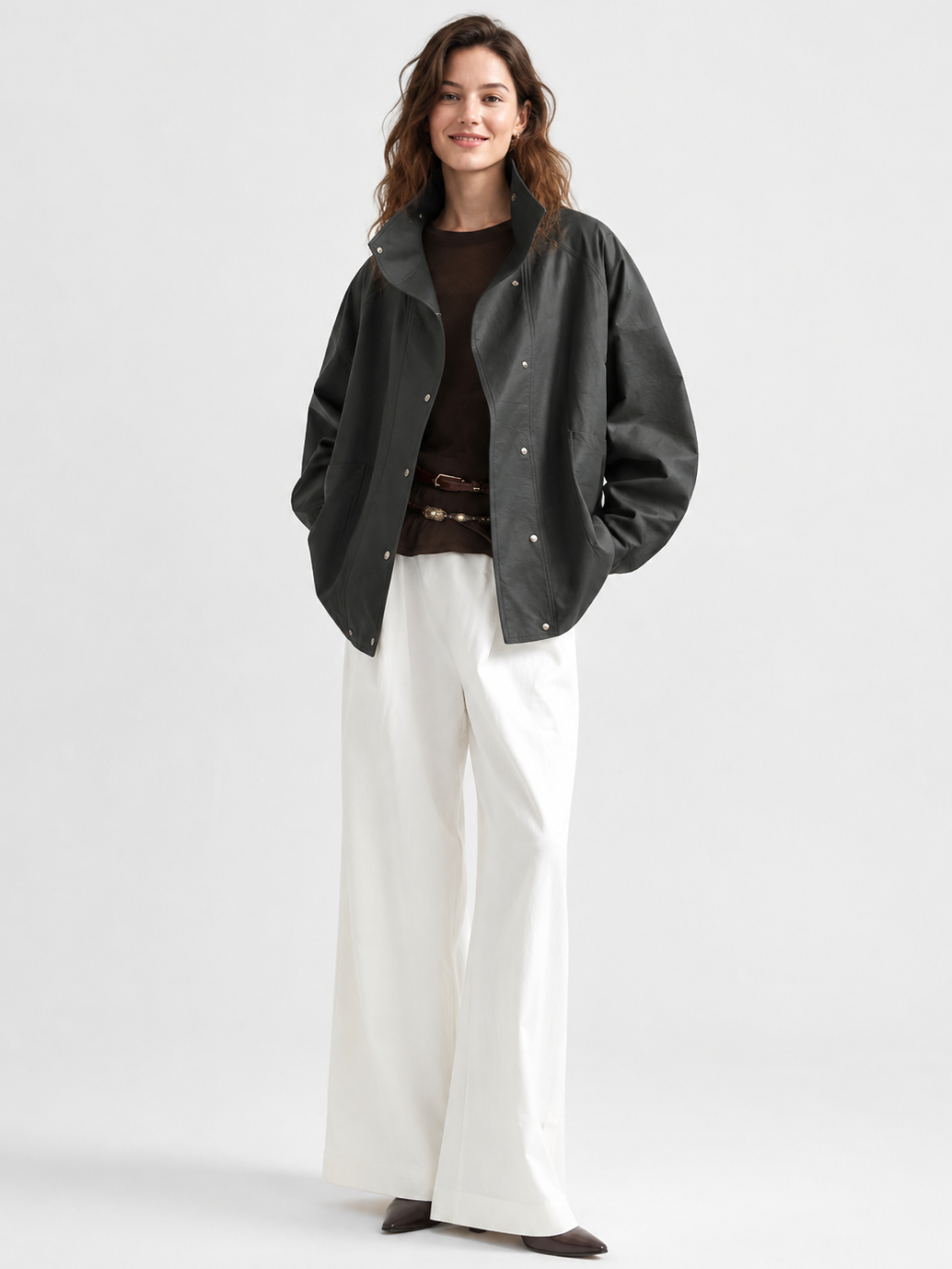 Trench Coat Femme Col Montant