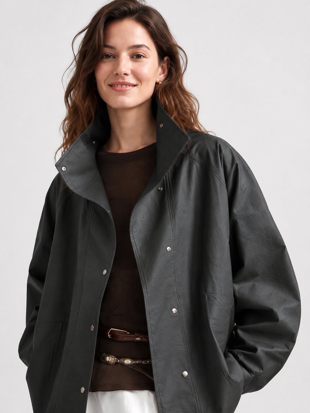 Trench Coat Femme Col Montant