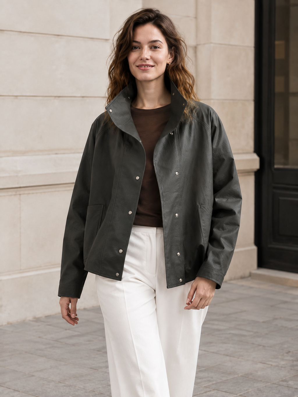 Trench Coat Femme Col Montant