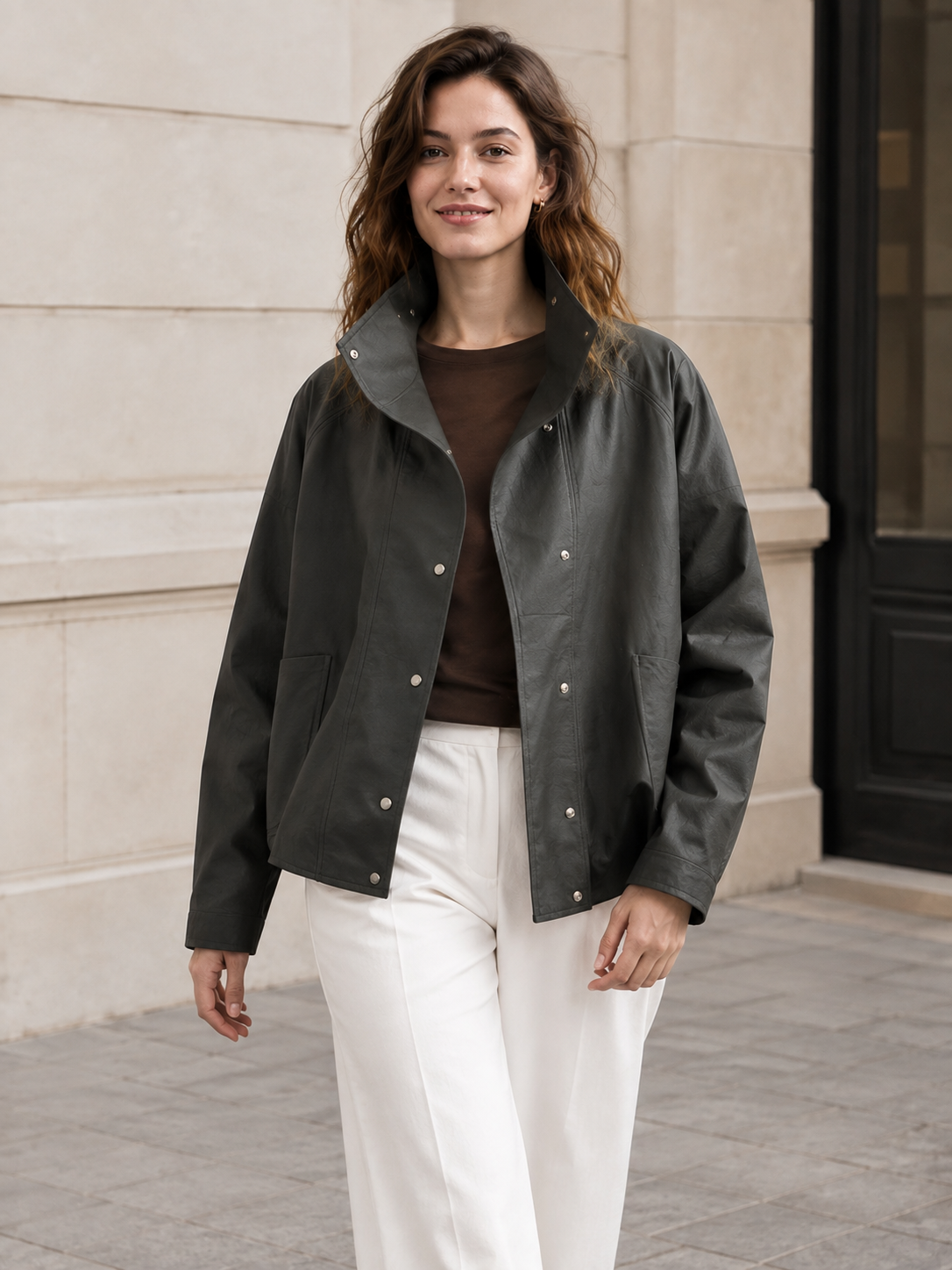 Trench Coat Femme Col Montant