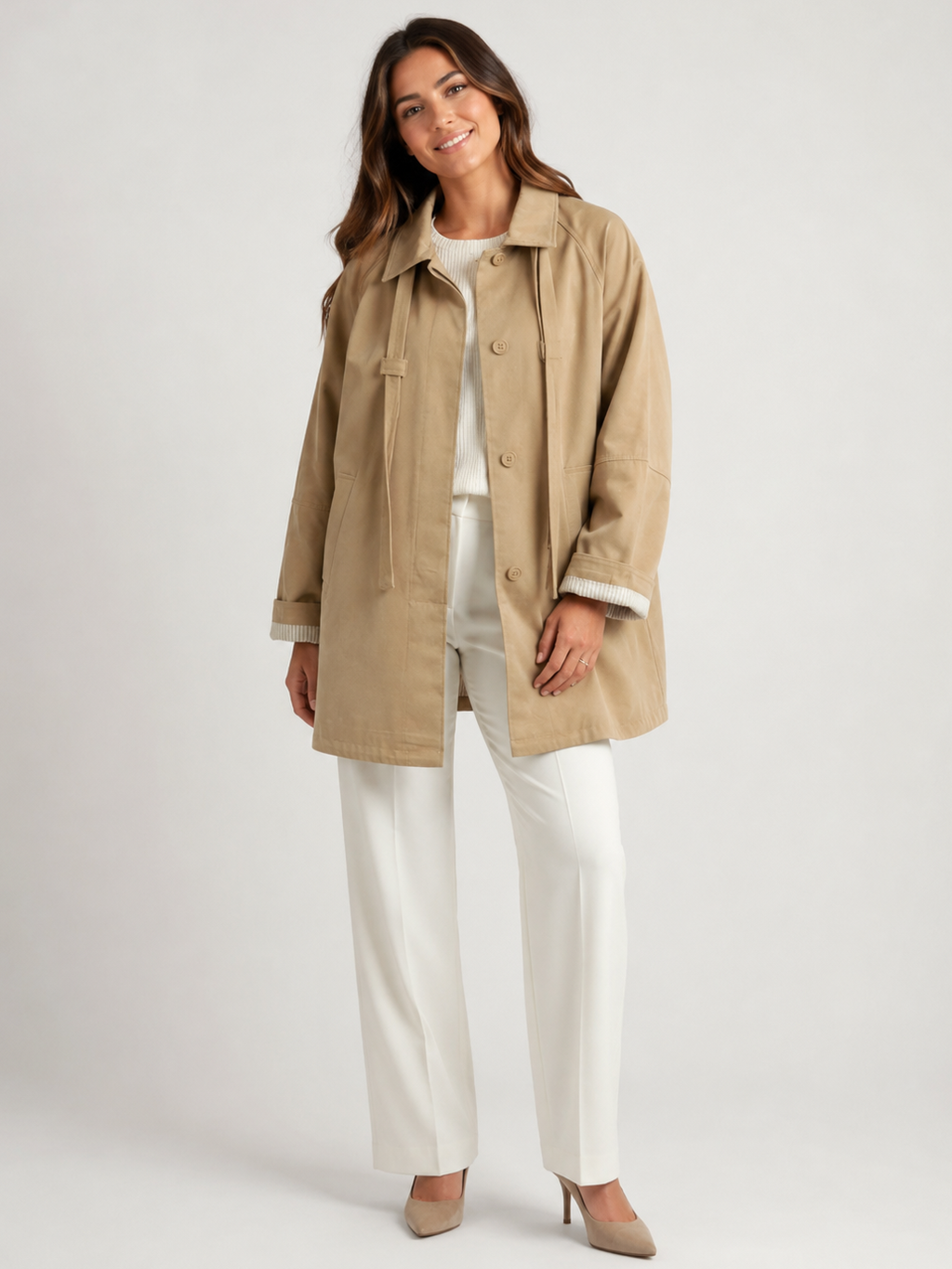 Trench Femme Mi Long Beige