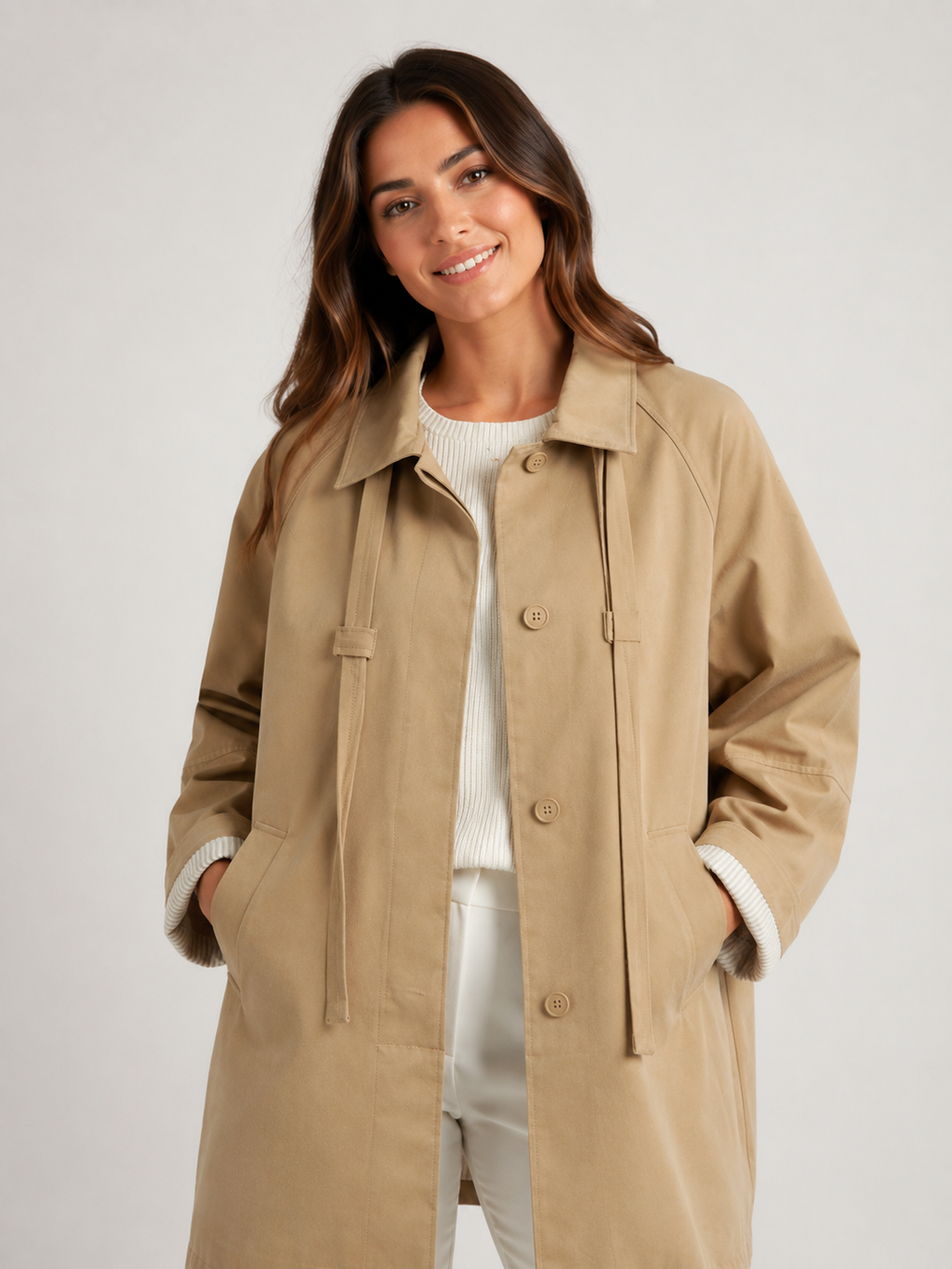 Trench Femme Mi Long Beige