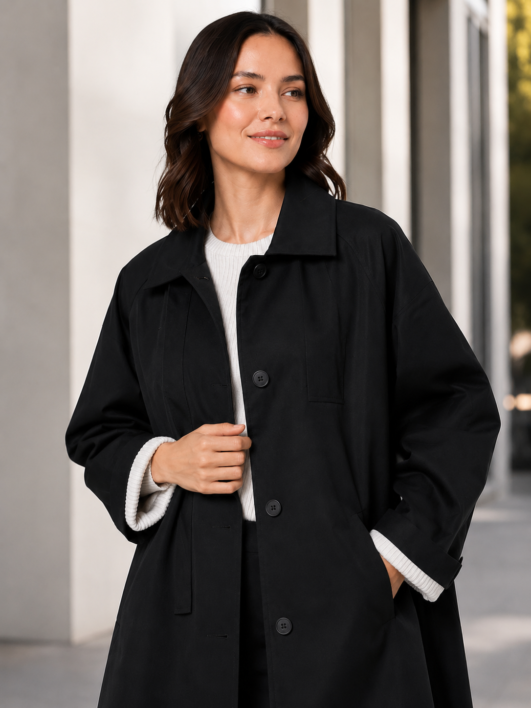 Trench Mi Long Femme Noir