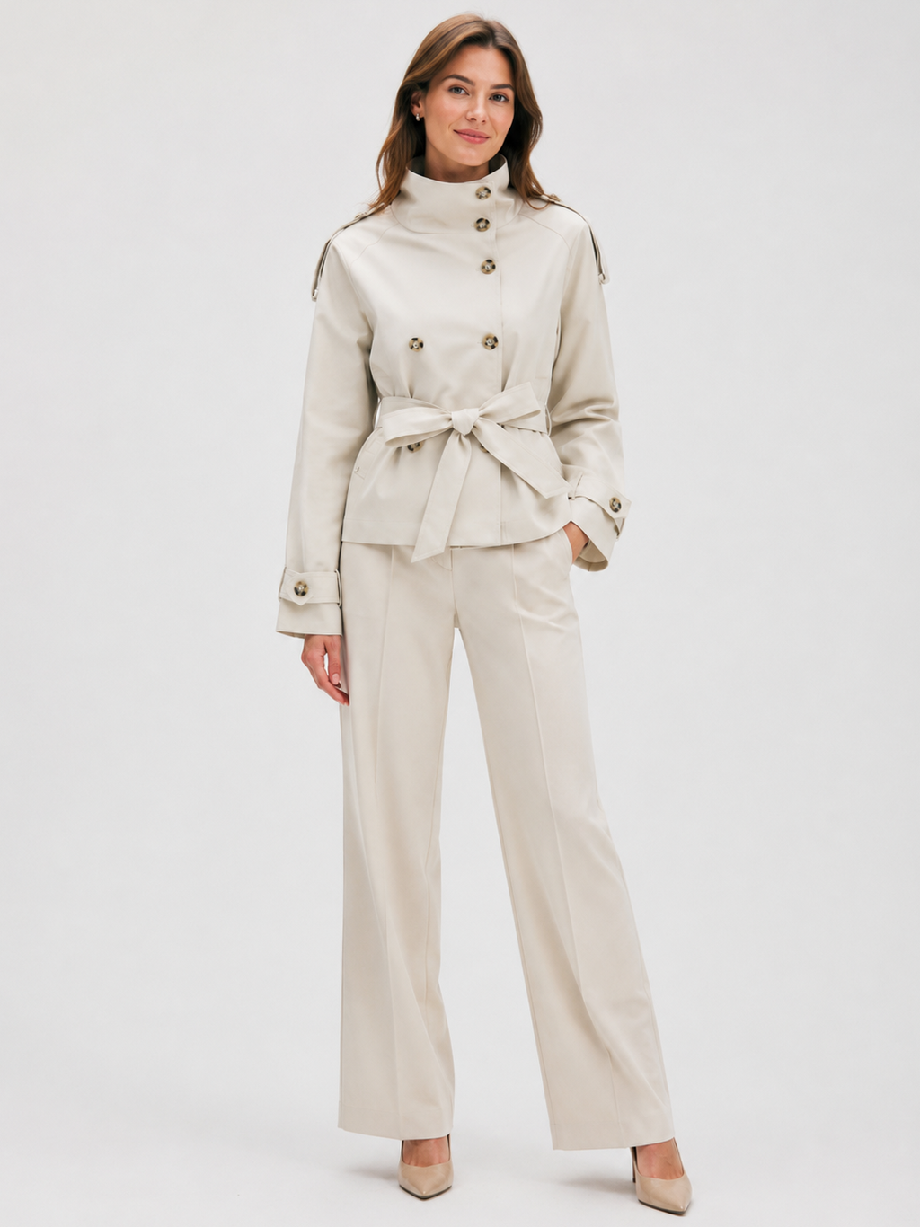 Trench Court Ceinturé Femme