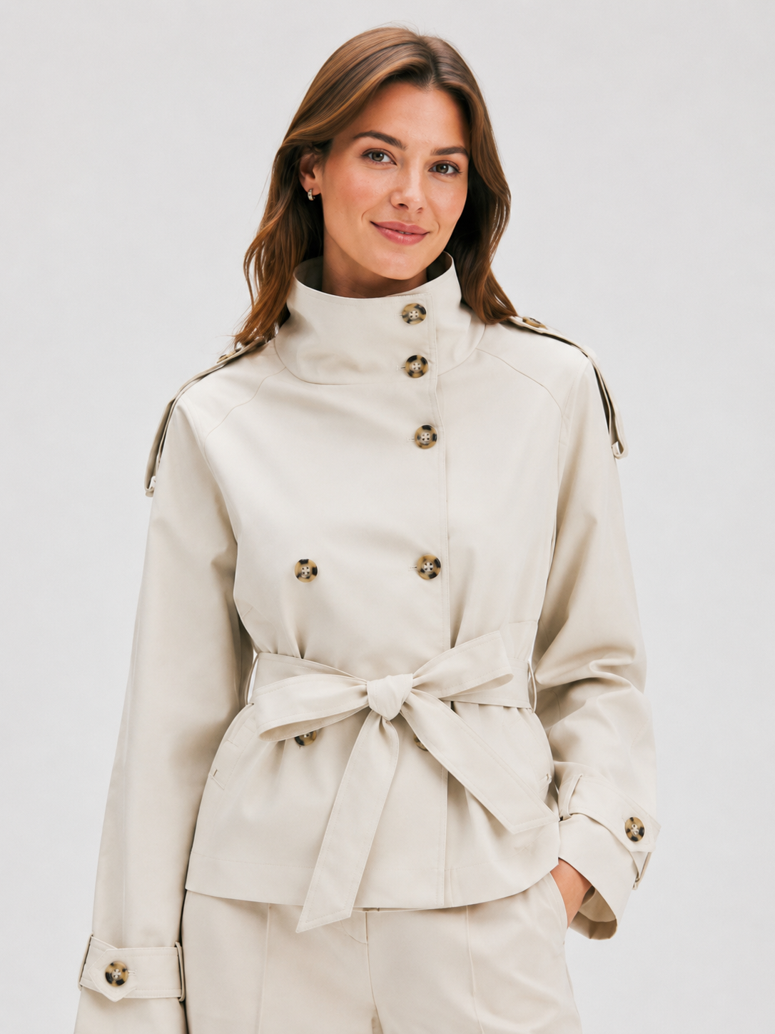 Trench Court Ceinturé Femme