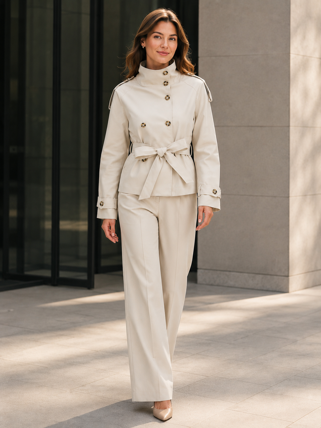 Trench Court Ceinturé Femme