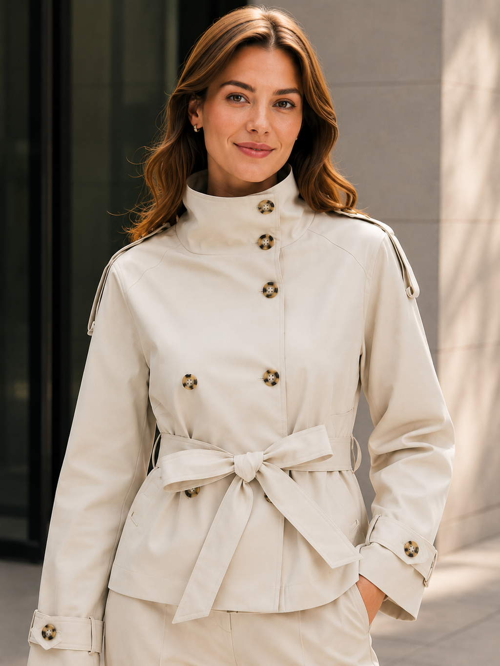 Trench Court Ceinturé Femme