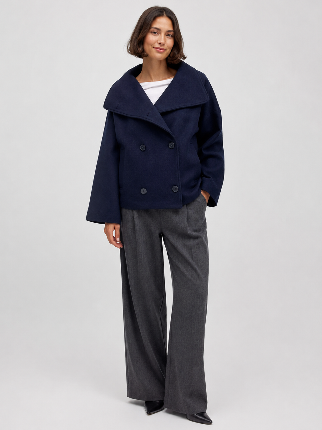 Trench Court Bleu Marine Femme