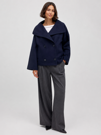 Trench Court Bleu Marine Femme