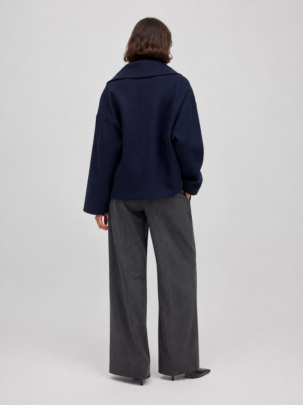 Trench Court Bleu Marine Femme