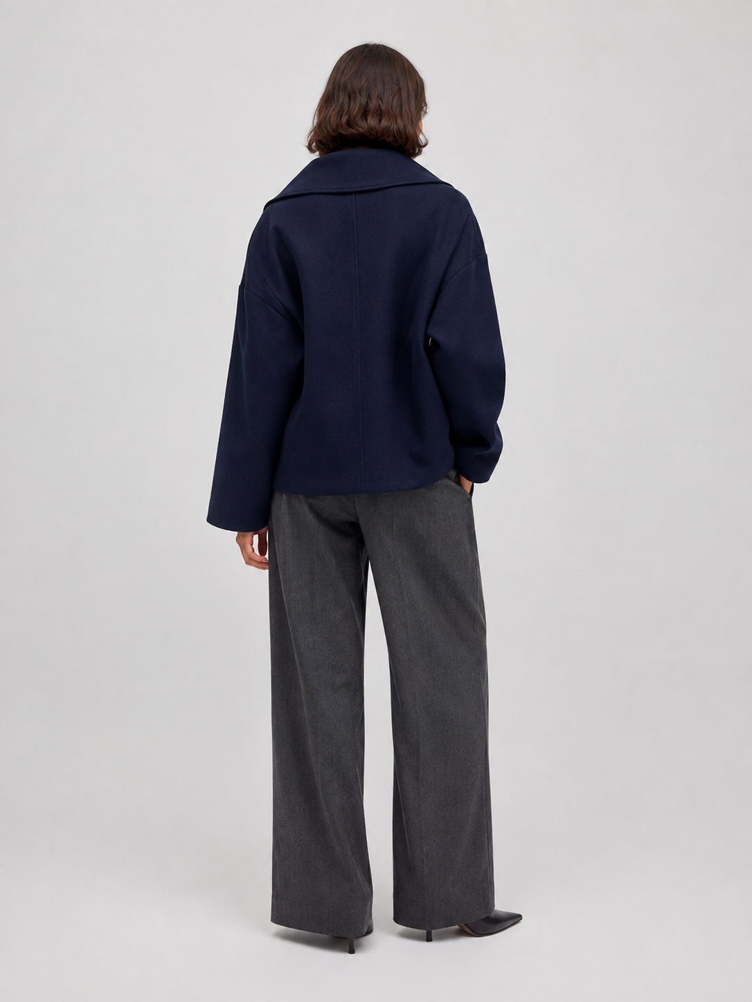 Trench Court Bleu Marine Femme