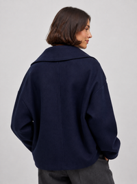 Trench Court Bleu Marine Femme
