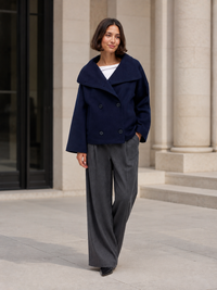 Trench Court Bleu Marine Femme
